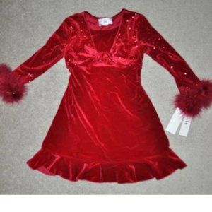 Girls Party Dress 4 Iz Byer Christmas Red Sequin Bolero Velvet Long Sleeve